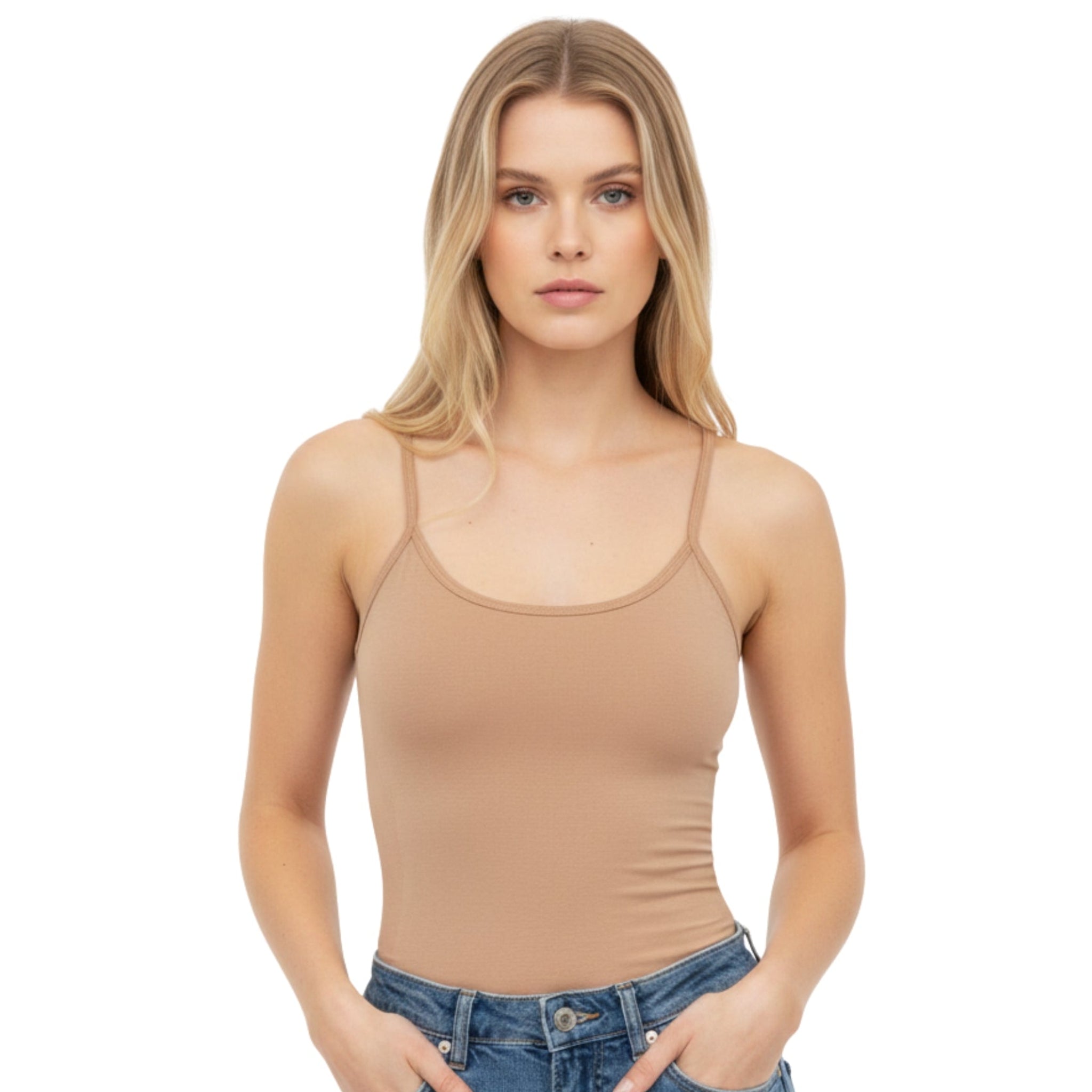 GDA Seamless | Basic Spaghetti Strap Lightweight Top | Peanut Color