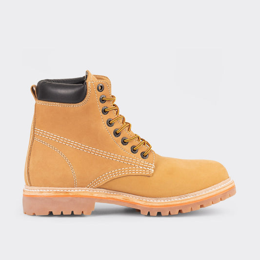7 Leguas | Men's Yellow Nubuck Leather Work Boot with Rubber Sole | 2415-S