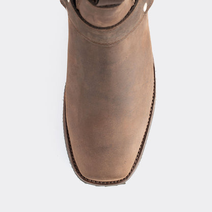 7 Leguas | Men's Leather Biker Short Boot with Rubber Sole Brown | 3600-AJ