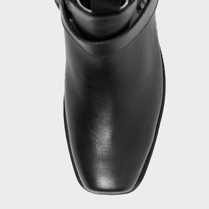 7 Leguas | Men's Leather Biker Short Boot with Rubber Sole style 3600 - Color Black | 3600-AK
