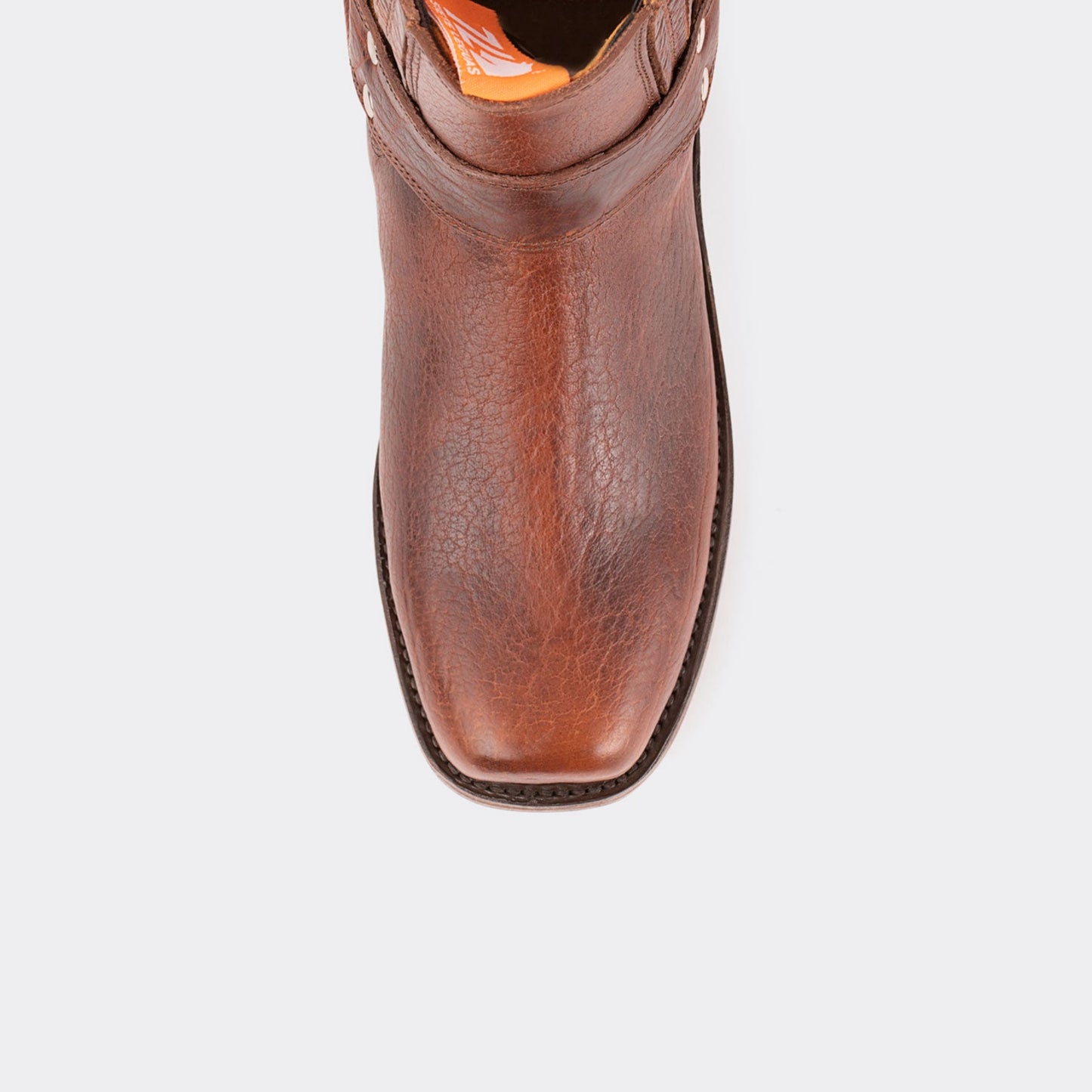 7 Leguas | Men's American Bison Leather Biker Short Boot with Leather Sole style 3600 - Color Whiskey | 3600-AN