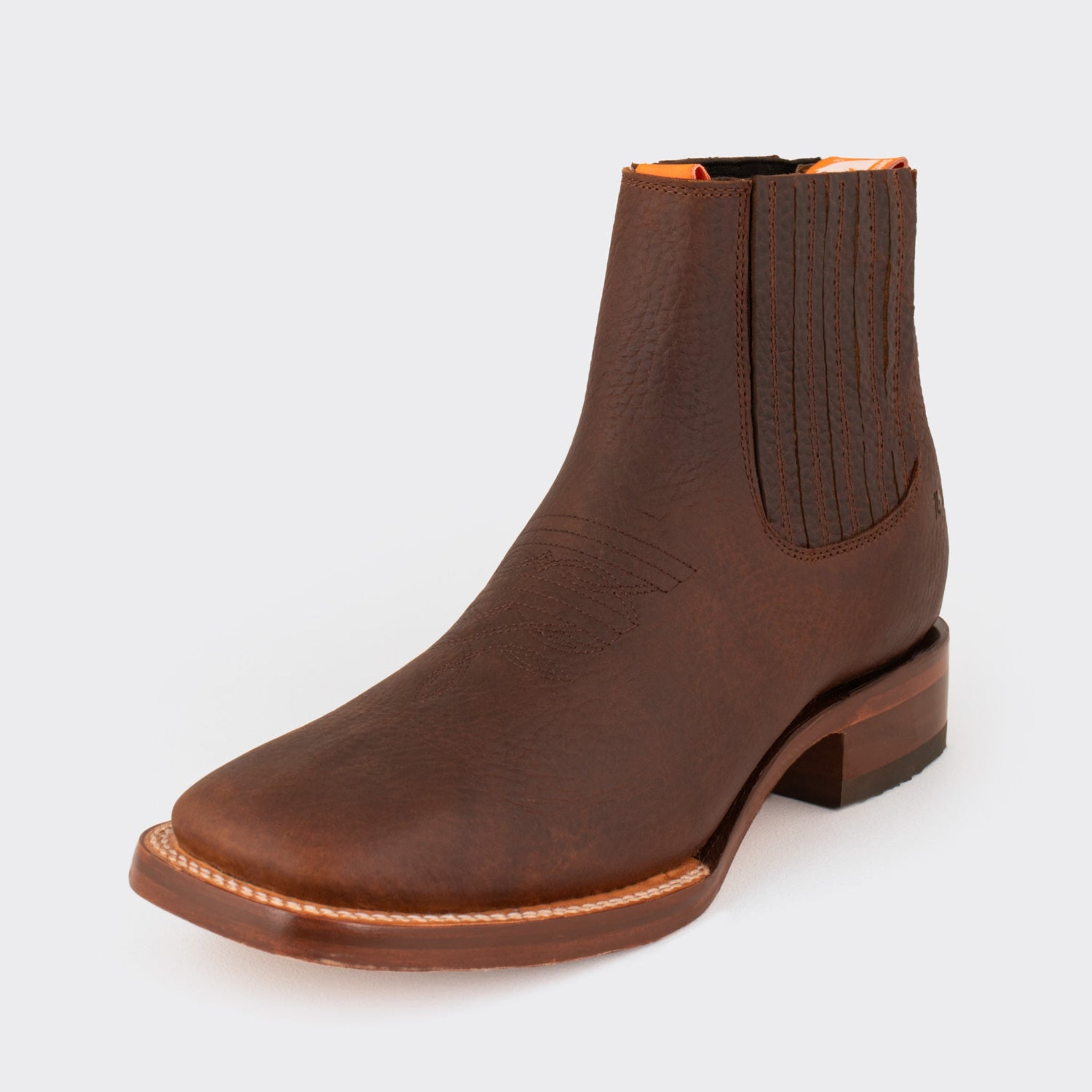 7 Leguas | Men's Leather Rodeo Short Boot with Leather Sole Brown | 3601-CE