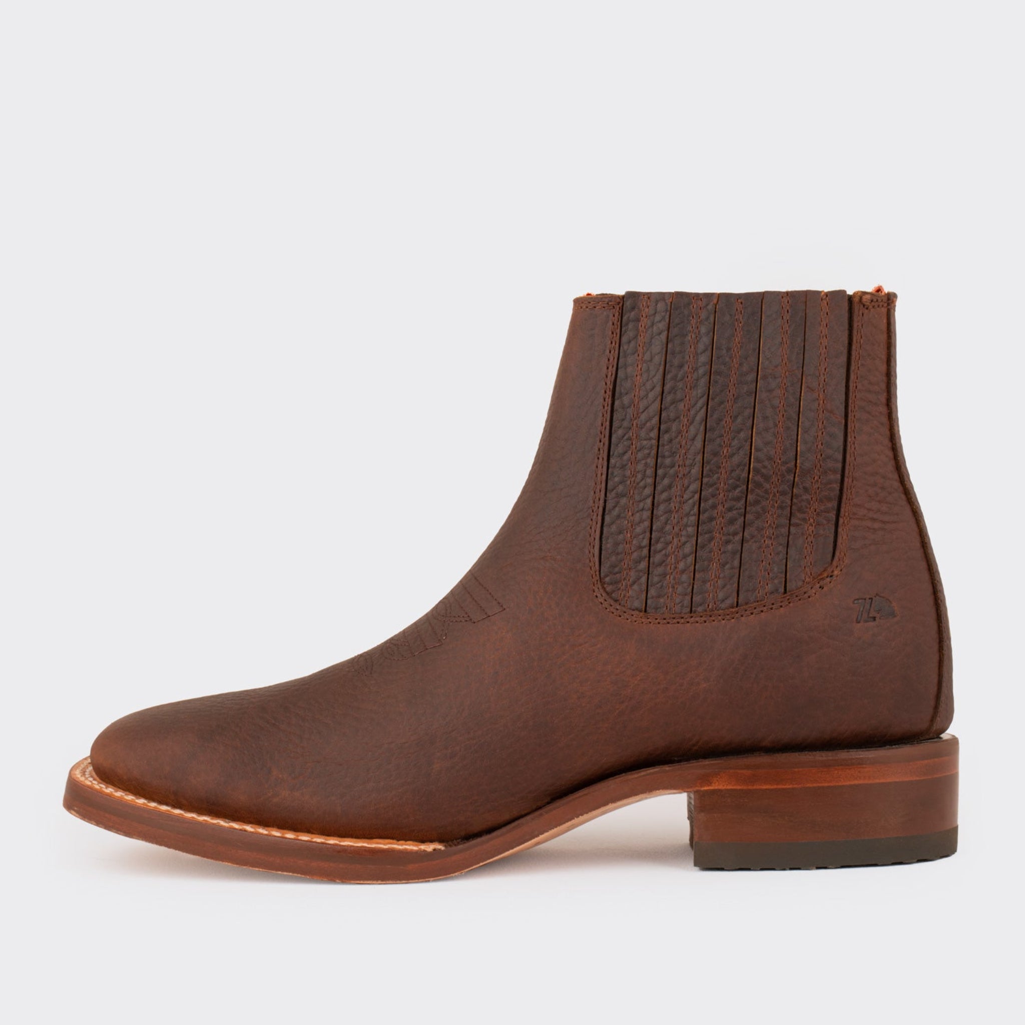 7 Leguas | Men's Leather Rodeo Short Boot with Leather Sole Brown | 3601-CE