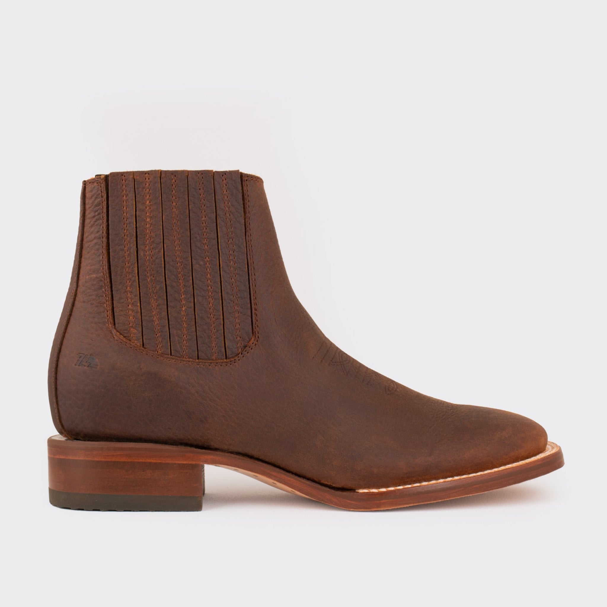 7 Leguas | Men's Leather Rodeo Short Boot with Leather Sole Brown | 3601-CE