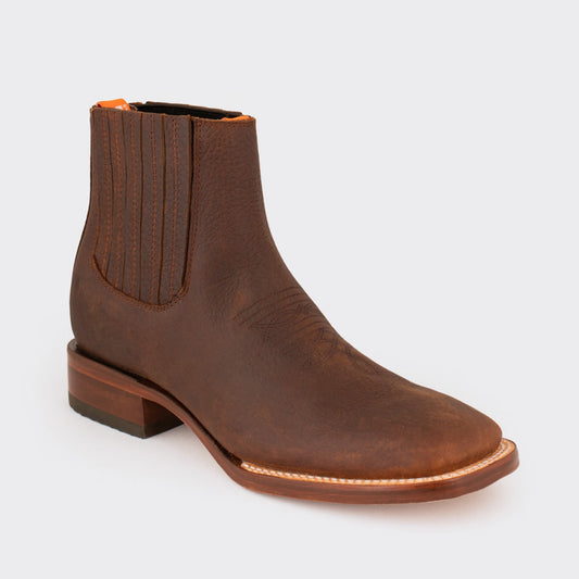 7 Leguas | Men's Leather Rodeo Short Boot with Leather Sole Brown | 3601-CE