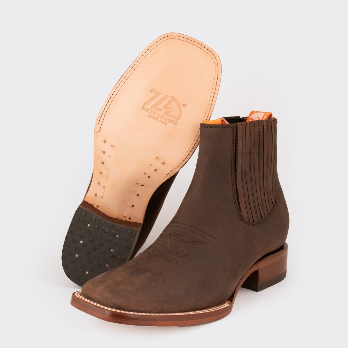 7 Leguas | Men's Leather Rodeo Short Boot with Leather Sole Ocher | 3601-CD