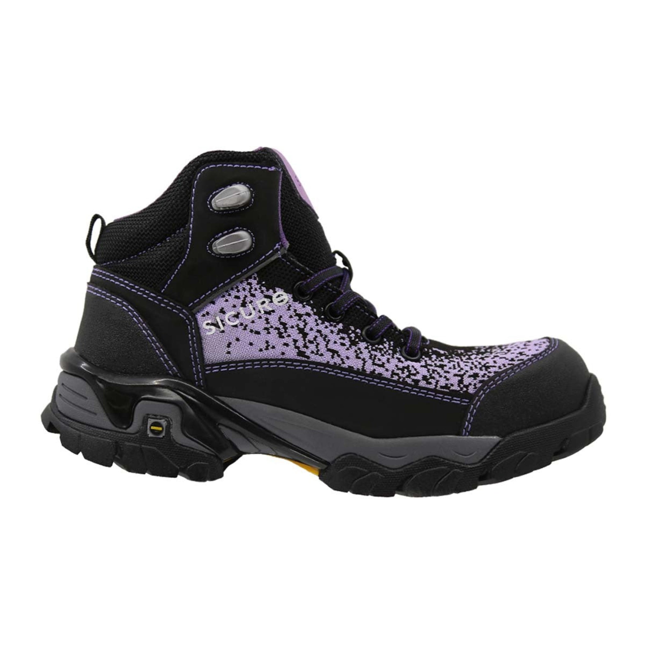 Sicuro | Black-Lila Leather Work Boot