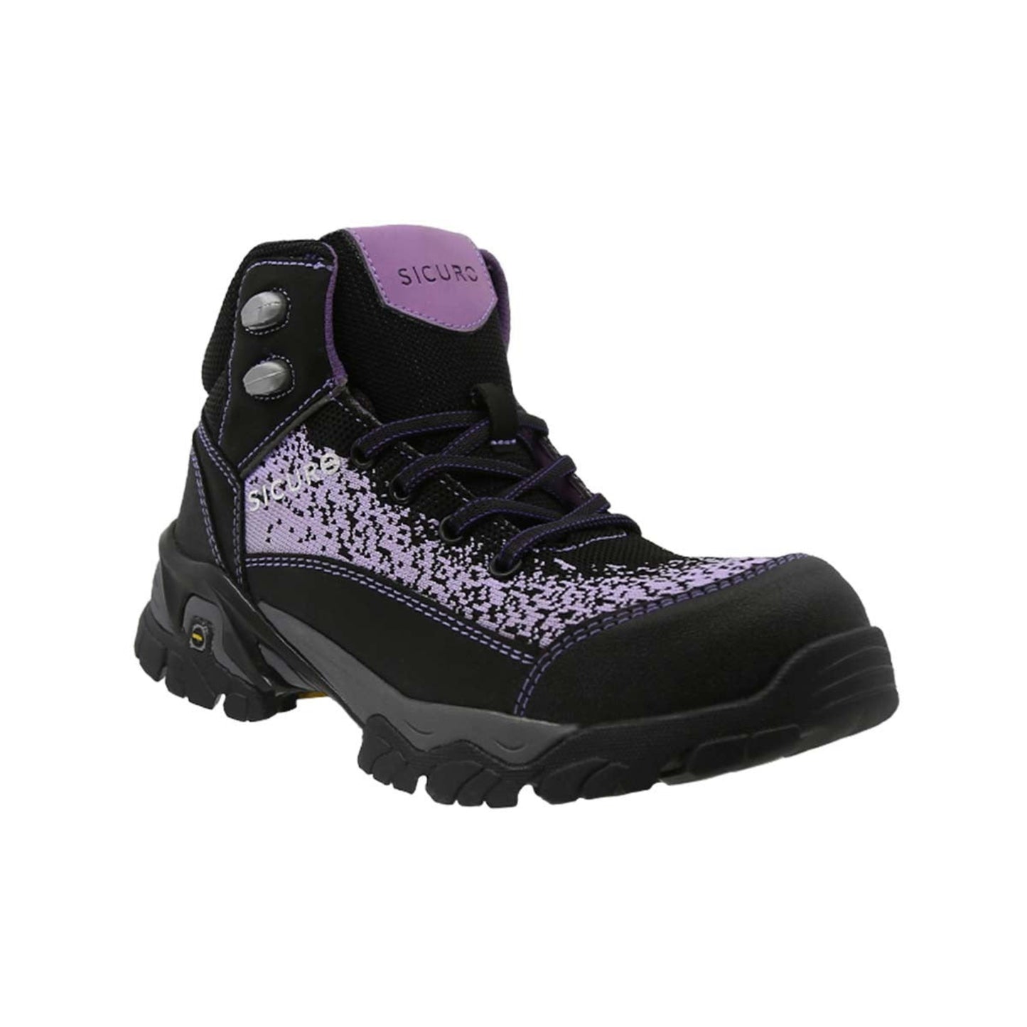 Sicuro | Black-Lila Leather Work Boot
