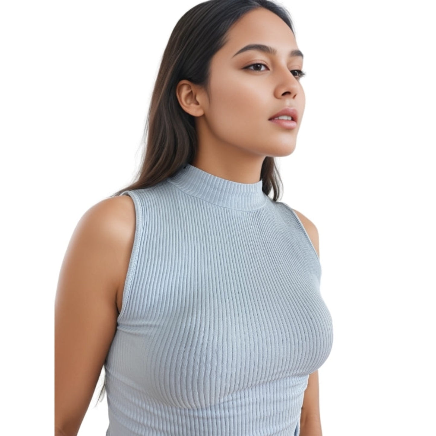 Red Berry | Basic ribbed knit sleeveless top with crew neck |