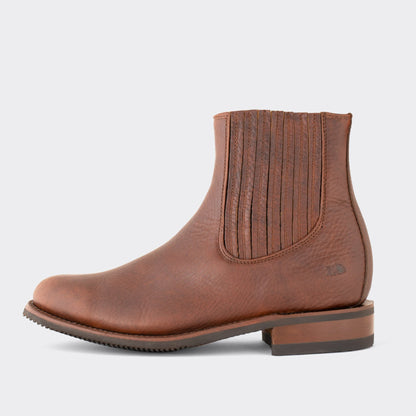 7 Leguas | Men's Leather Charro Short Boot with Rubber Sole Ocher | 6000-DA