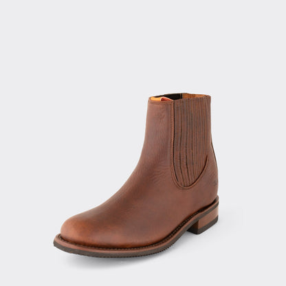 7 Leguas | Men's Leather Charro Short Boot with Rubber Sole Ocher | 6000-DA