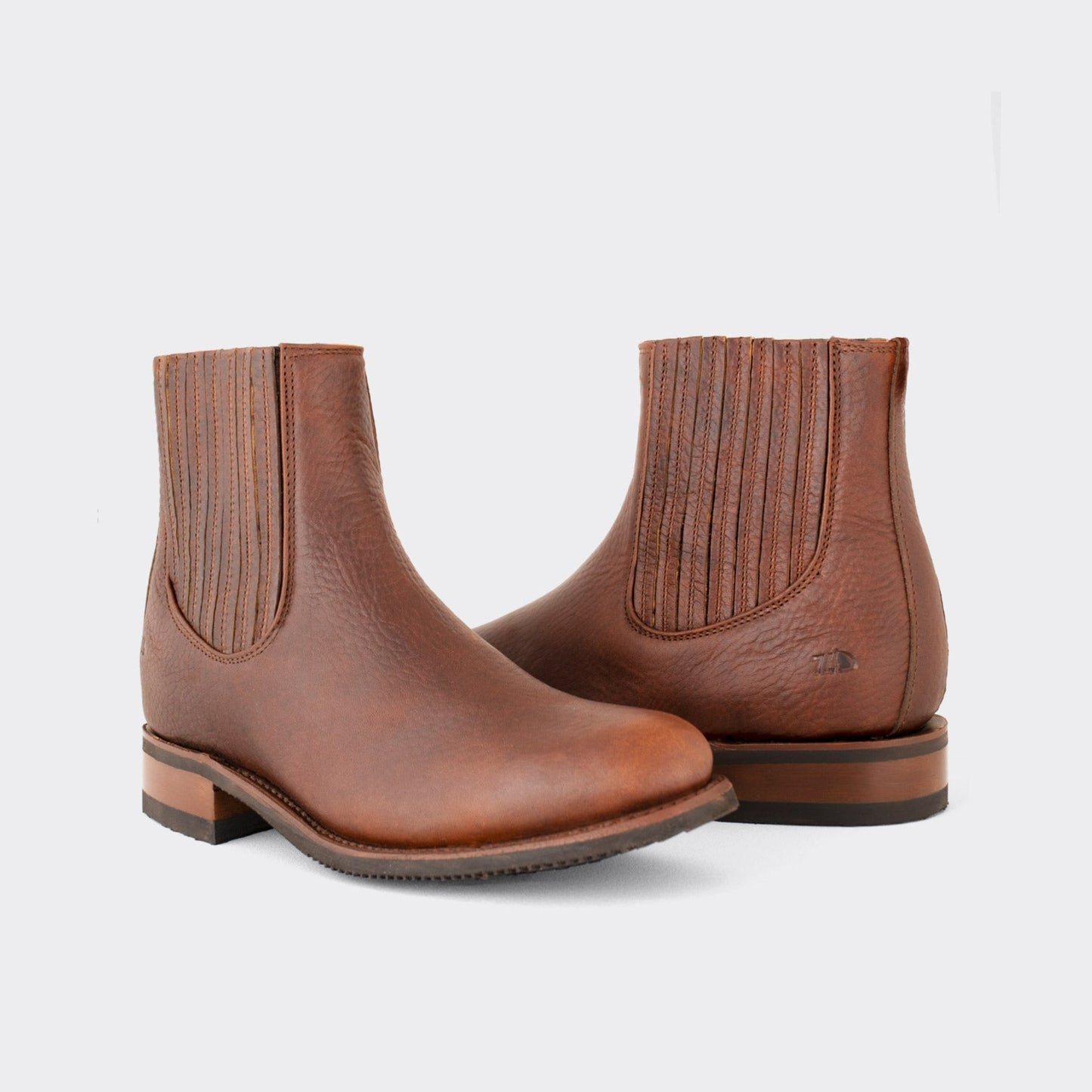7 Leguas | Men's Leather Charro Short Boot with Rubber Sole Ocher | 6000-DA