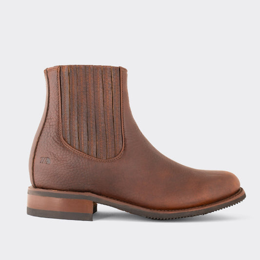 7 Leguas | Men's Leather Charro Short Boot with Rubber Sole Ocher | 6000-DA