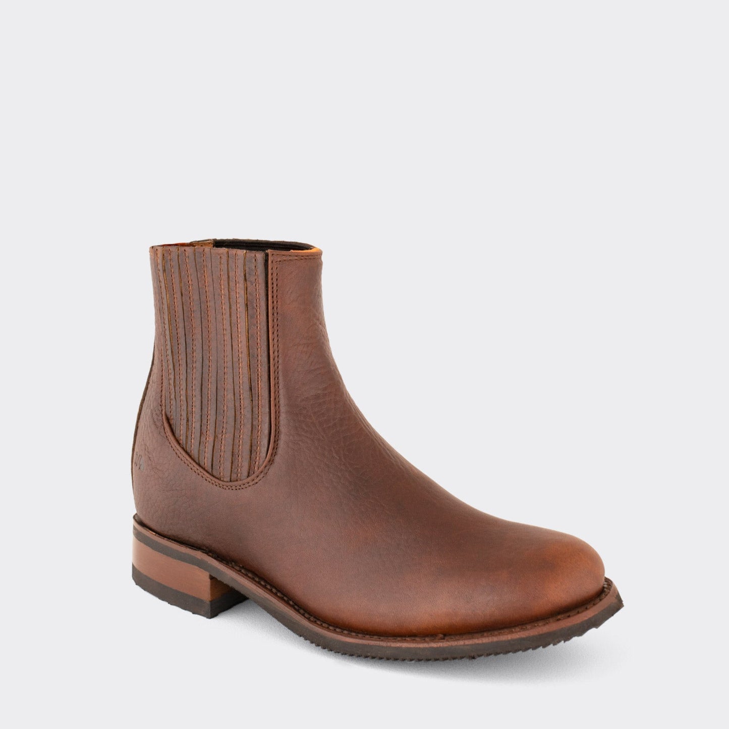7 Leguas | Men's Leather Charro Short Boot with Rubber Sole Ocher | 6000-DA