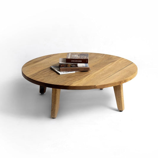 Brossard | Low Round Coffee Table with Angled Legs | Natural