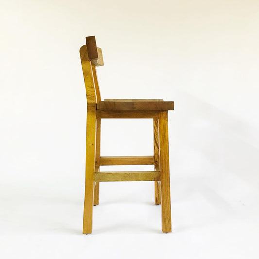 Brossard | High Stool with Backrest, Curved Seat | Natural