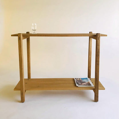 Brossard | Ladder-Base Sideboard Credenza 2 Shelves | Rosamorada Wood