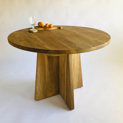 Brossard | Round Dining Table with Cross Base | Natural
