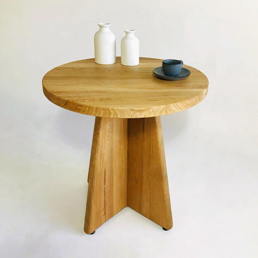 Brossard | Round Side Table, Cross-Leg Base | Natural