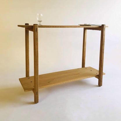 Brossard | Ladder-Base Sideboard Credenza 2 Shelves | Rosamorada Wood