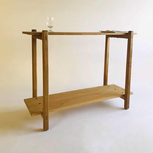 Brossard | Ladder-Base Sideboard Credenza 2 Shelves | Rosamorada Wood