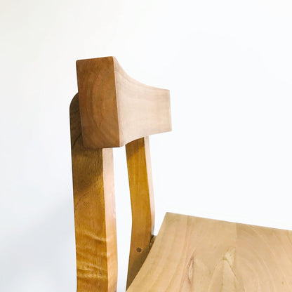 Brossard | High Stool with Backrest, Curved Seat | Natural