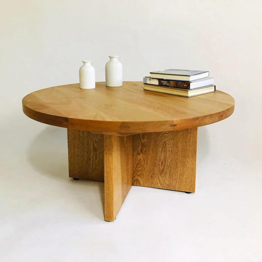 Brossard | Round Coffee Table, Cross Base | Natural