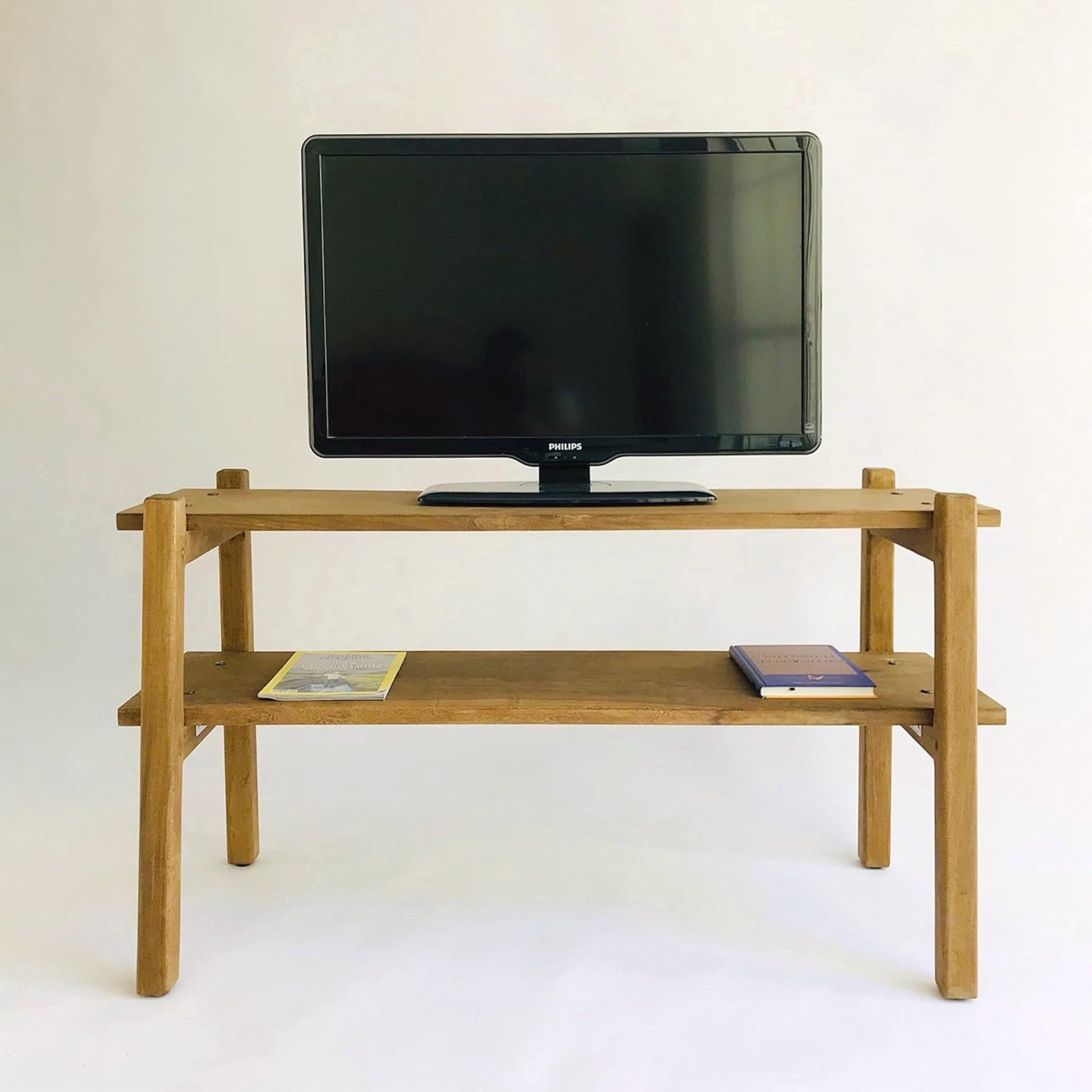 Brossard | Low TV Stand / Bookshelf with 2 Shelves | Natural