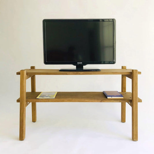 Brossard | Low TV Stand / Bookshelf with 2 Shelves | Natural
