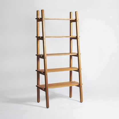 Brossard | Ladder-Style Bookshelf, 5 Shelves | Rosamorada Wood