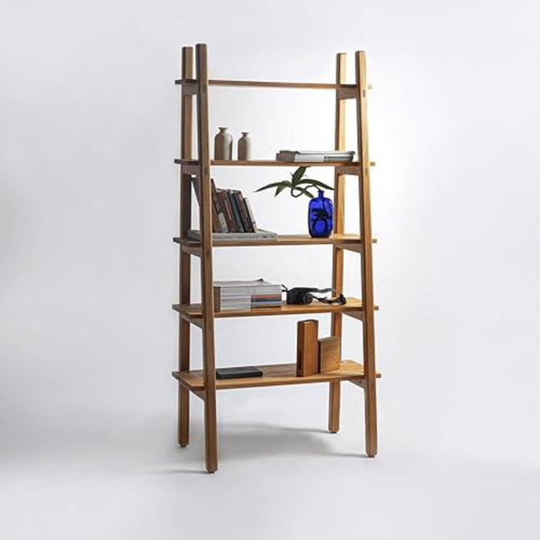 Brossard | Ladder-Style Bookshelf, 5 Shelves | Rosamorada Wood
