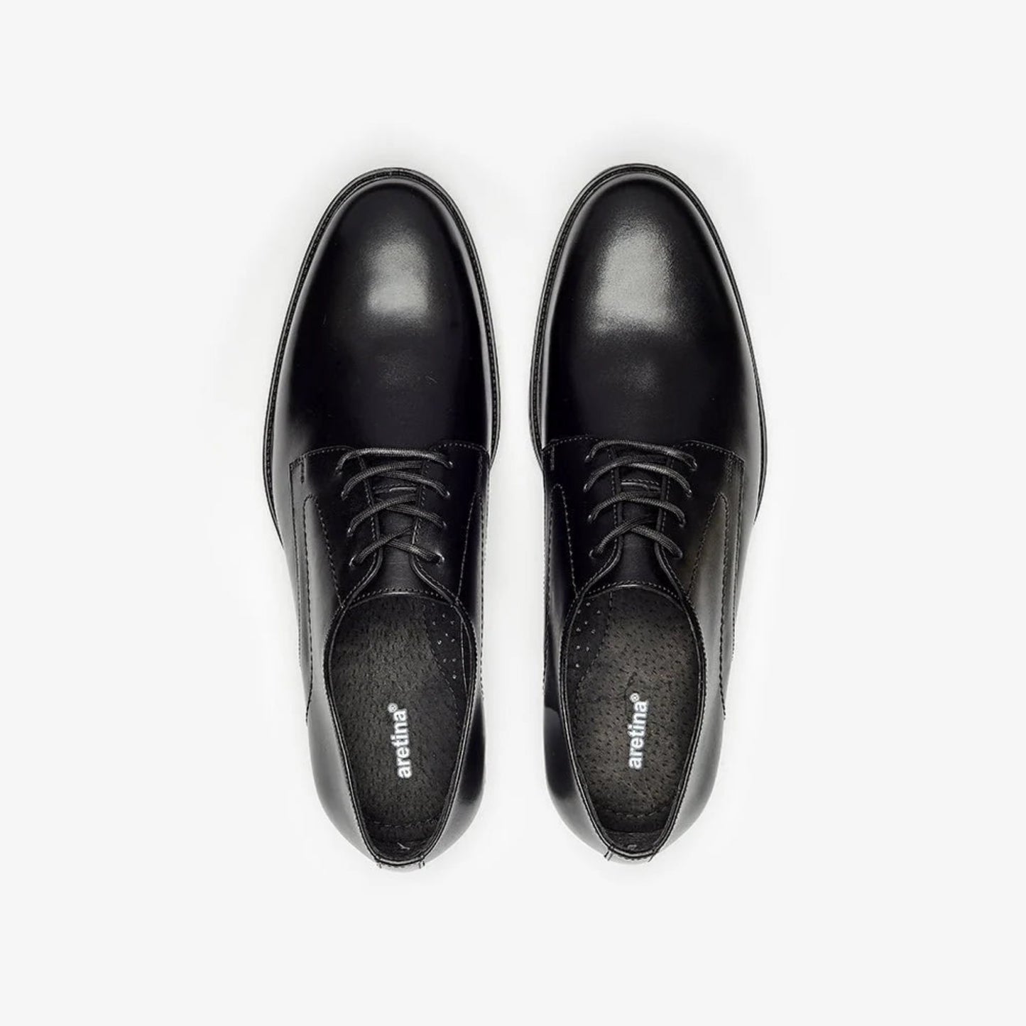 Aretina | Napoleon | Men's Plain Toe Derby Shoes in Black Napa Leather