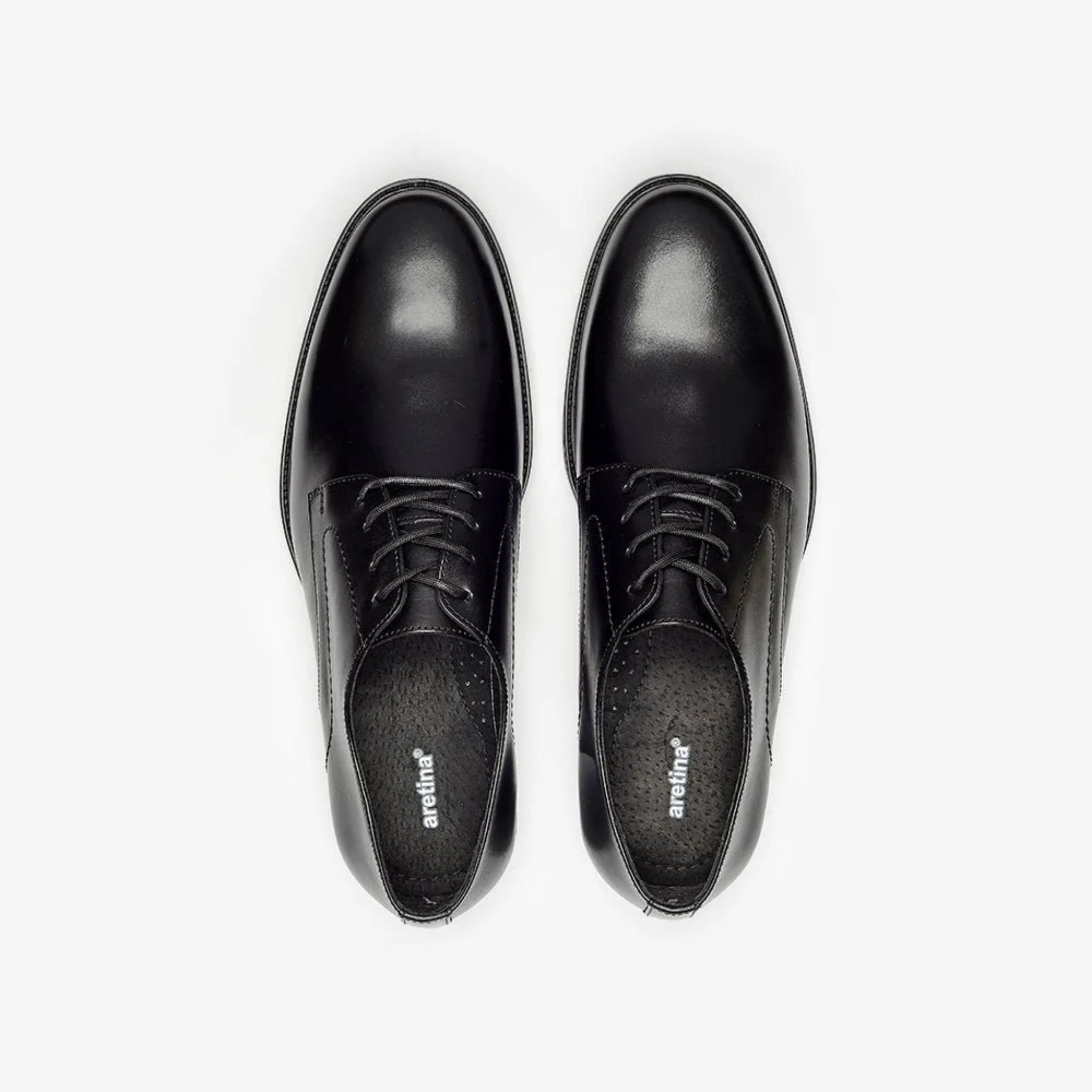 Aretina | Napoleon | Men's Plain Toe Derby Shoes | Black Napa Leather
