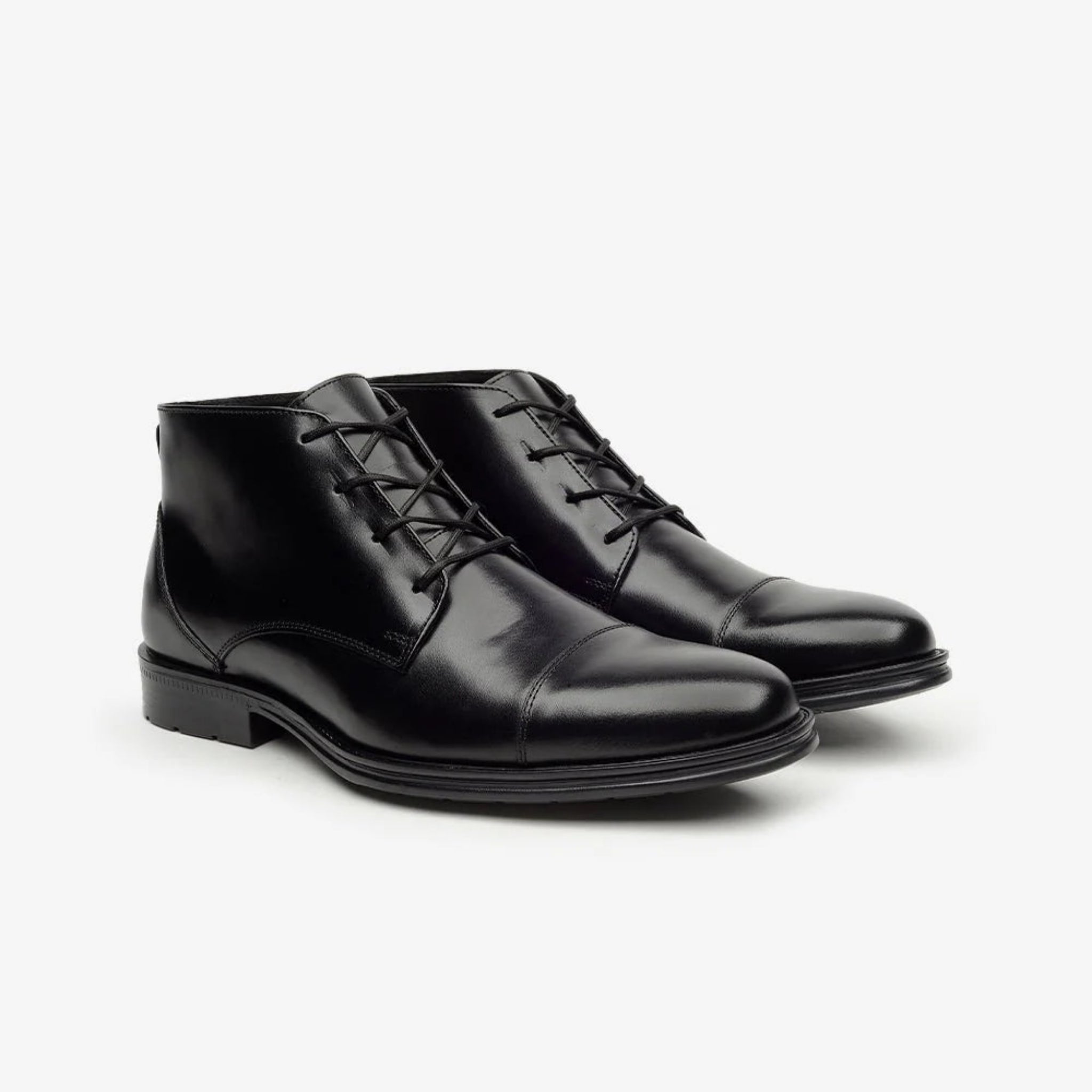 Aretina | Napoleon | Men's Cap Toe Ankle Boots | Black Nappa Leather