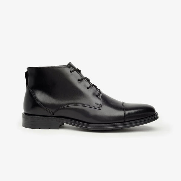 Aretina | Napoleon | Men's Cap Toe Ankle Boots | Black Nappa Leather