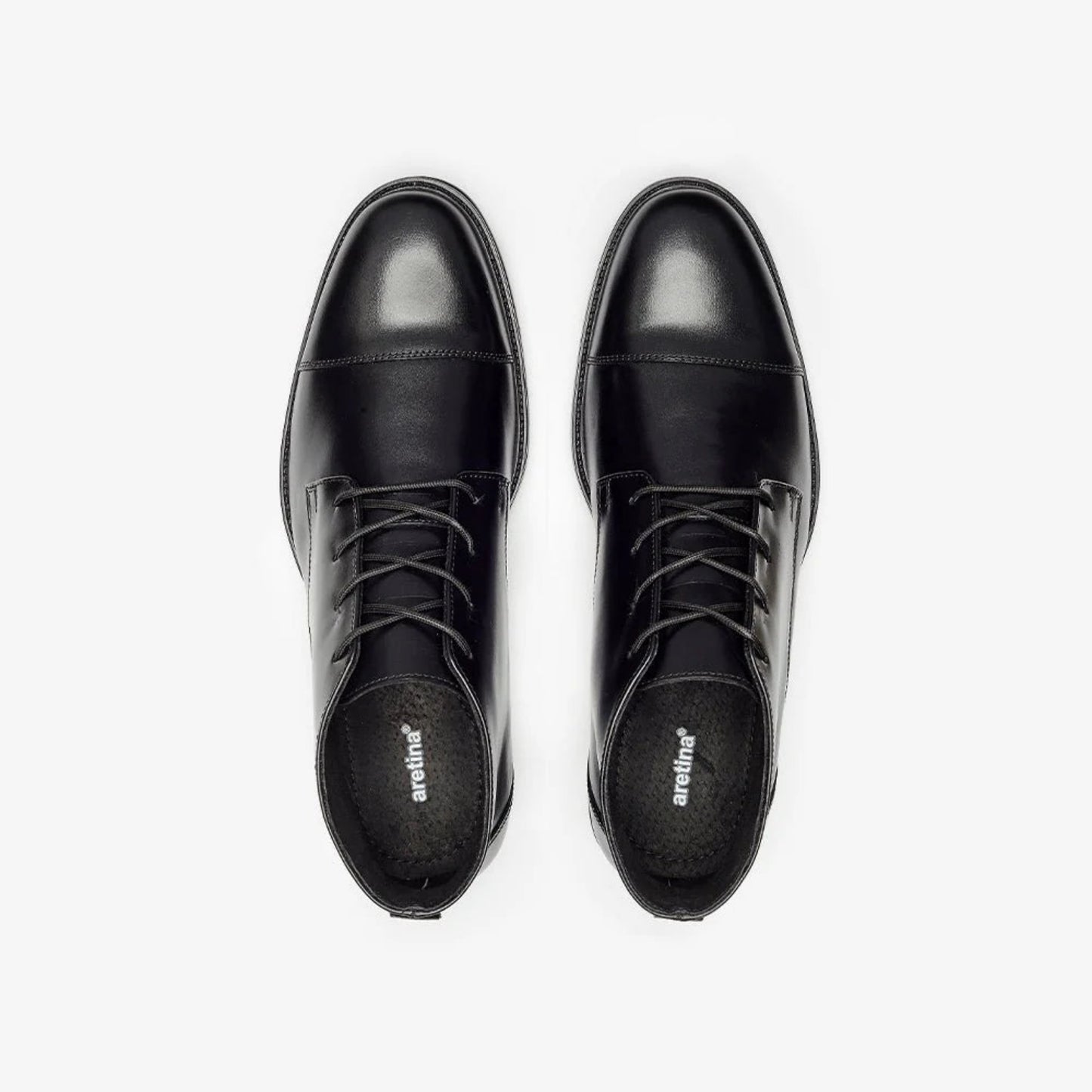 Aretina | Napoleon | Men's Cap Toe Ankle Boots in Black Nappa Leather