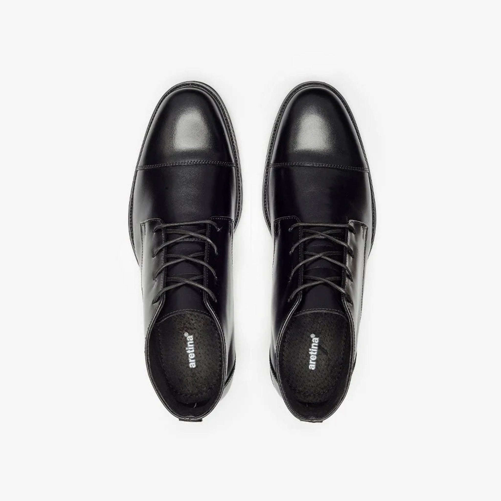 Aretina | Napoleon | Men's Cap Toe Ankle Boots | Black Nappa Leather