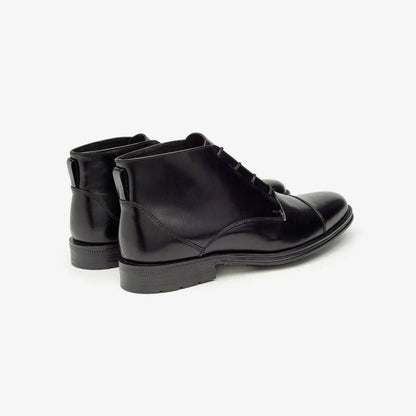 Aretina | Napoleon | Men's Cap Toe Ankle Boots in Black Nappa Leather