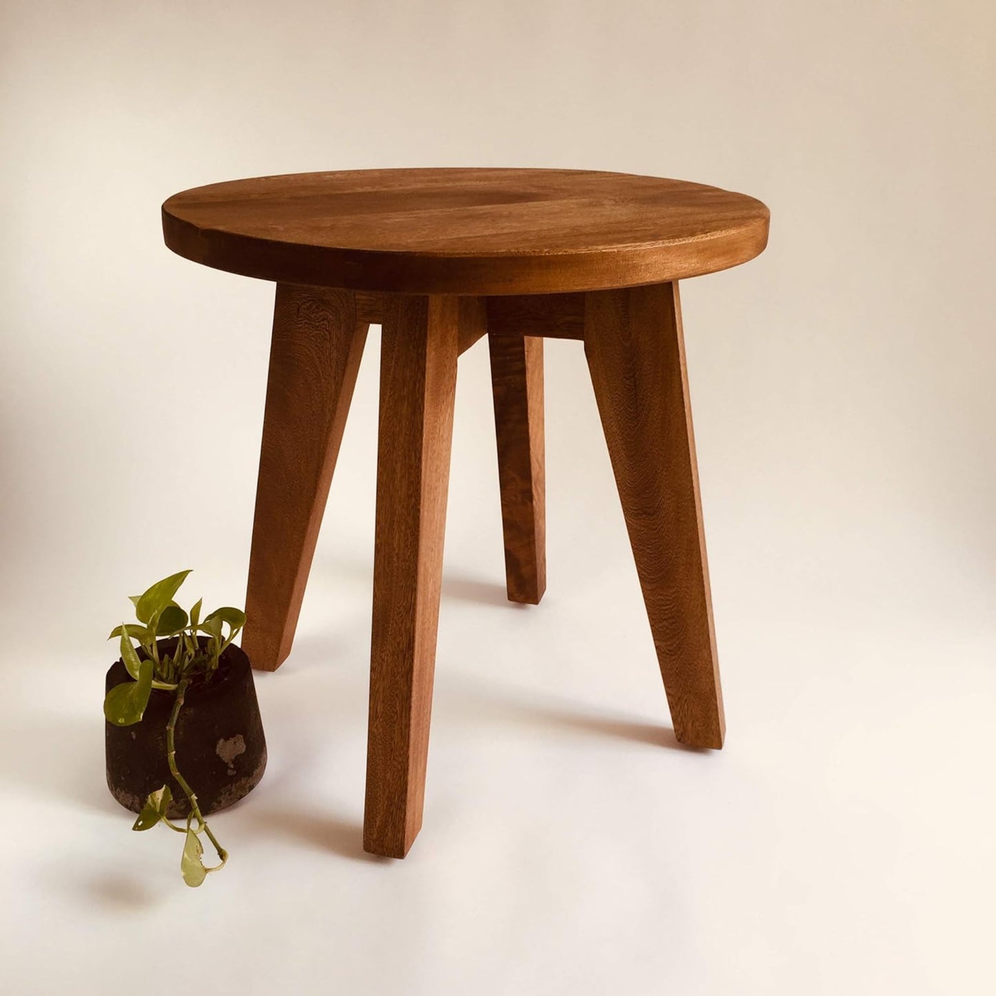 Brossard | Round Side Table with Angled Legs | Natural