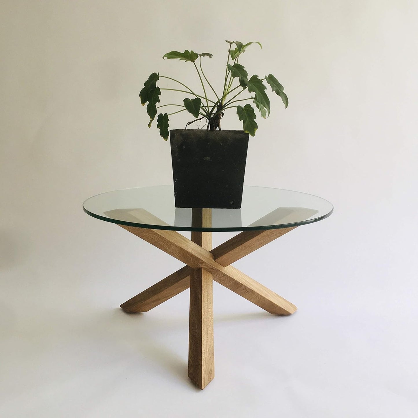 Brossard | Matatena-Base Coffee Table with Glass Top | Natural Finish