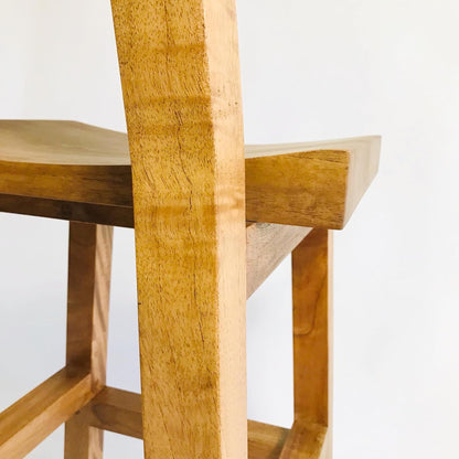 Brossard | High Stool with Backrest, Curved Seat | Natural