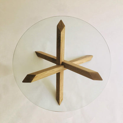 Brossard | Matatena-Base Coffee Table with Glass Top | Natural Finish