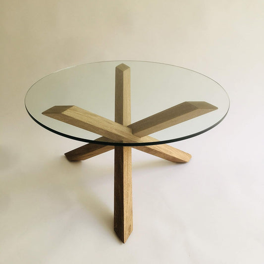 Brossard | Matatena-Base Coffee Table with Glass Top | Natural Finish