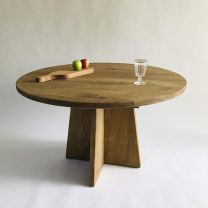 Brossard | Round Dining Table with Cross Base | Natural