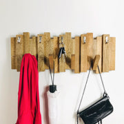 Brossard | Wall-Mounted Coat & Key Rack 9 Hooks | Natural Finish