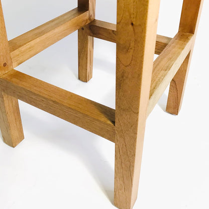 Brossard | High Stool with Backrest, Curved Seat | Natural