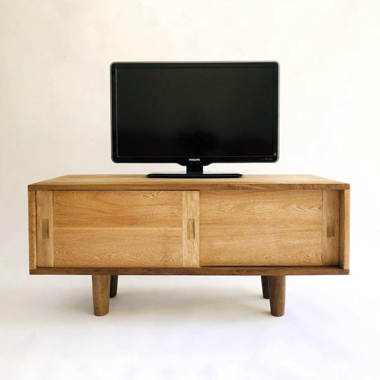 Brossard | Low TV Console with Sliding Doors | Natural