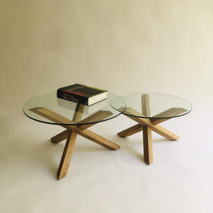 Brossard | Matatena-Base Coffee Table with Glass Top | Natural Finish
