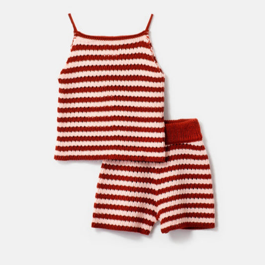 Choys | Girls' Striped Knit Tank & Shorts Set | 3A1