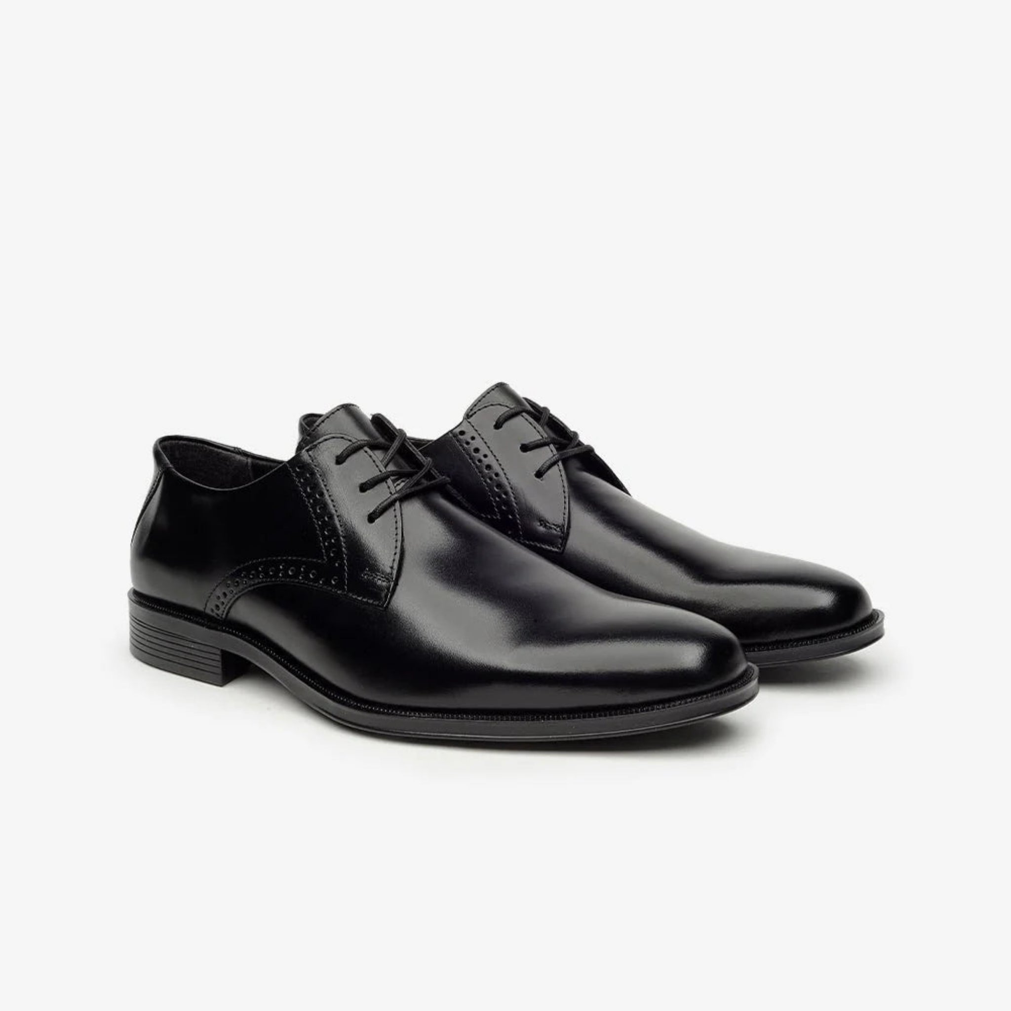 Aretina | Leon | Men's Plain Toe Derby Shoe | Black Nappa Leather